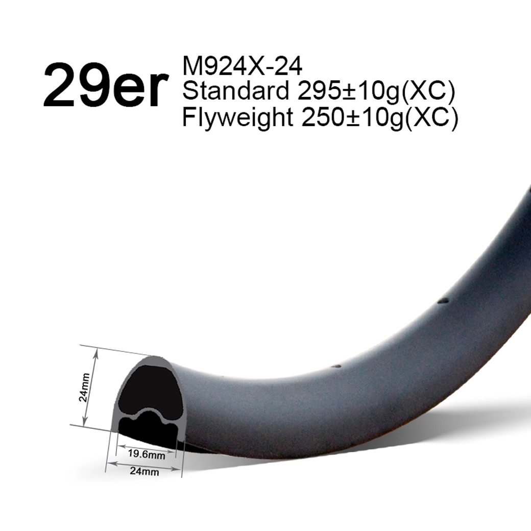 29er 24mm Largura 24mm Profundidade Aro XC Leve de Carbono