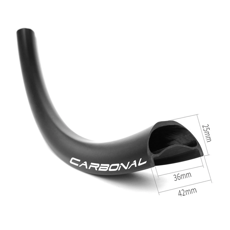 Aro de bicicleta elétrica de 29 polegadas, carbono, 42 mm de largura, 25 mm de profundidade, sem gancho, pronto para tubeless
