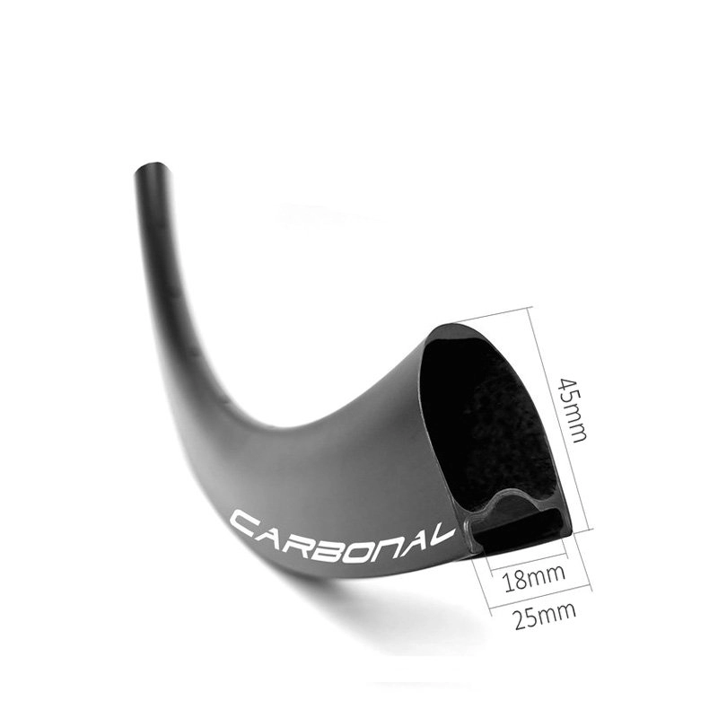 Aro de carbono 700c clincher 45mm de profundidade em forma de U para roda de freio a disco