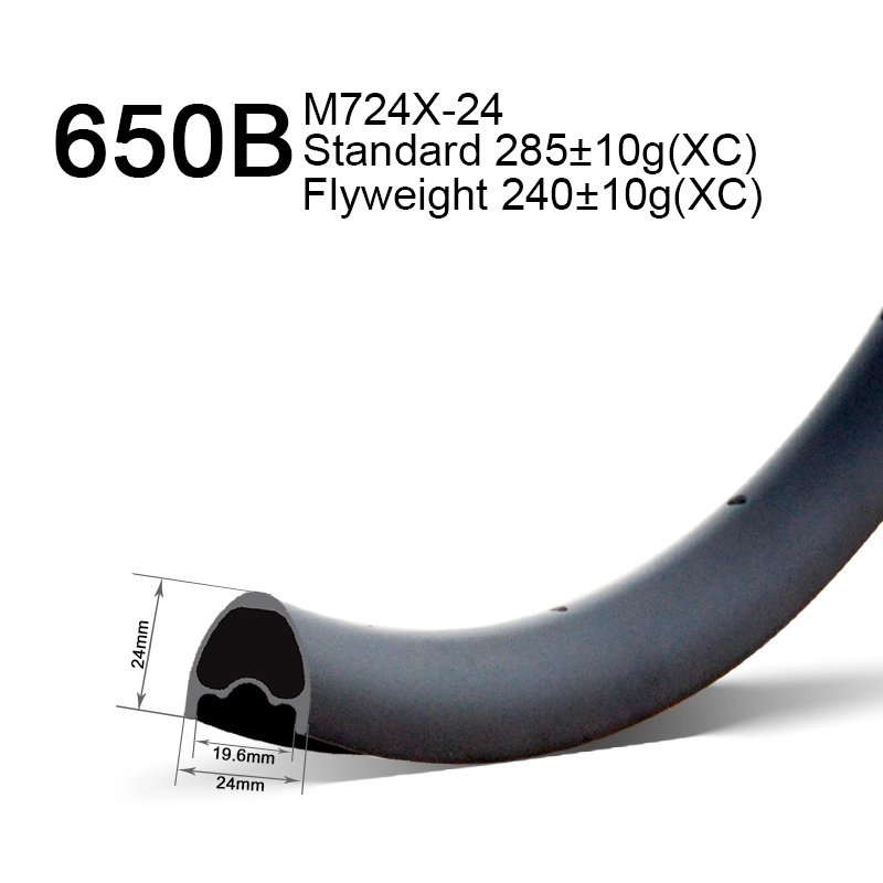 650B 24 mm Largura 24 mm Profundidade leve XC Aros de Carbono