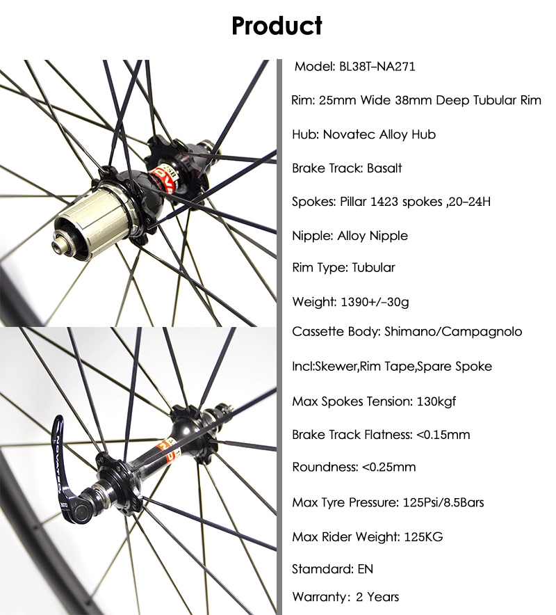 Rodas tubulares de bicicleta de estrada de 25 mm de carbono