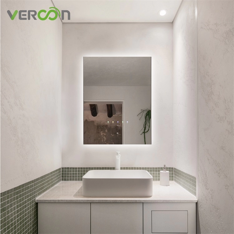 Espelho inteligente para hospitalidade, banheiro, LED, espelho de vaidade, exibição de tempo antiembaçante