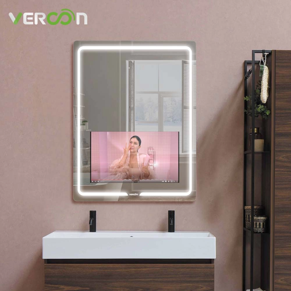 Espelho de banheiro com tela sensível ao toque Vercon de 21,5 polegadas com TV