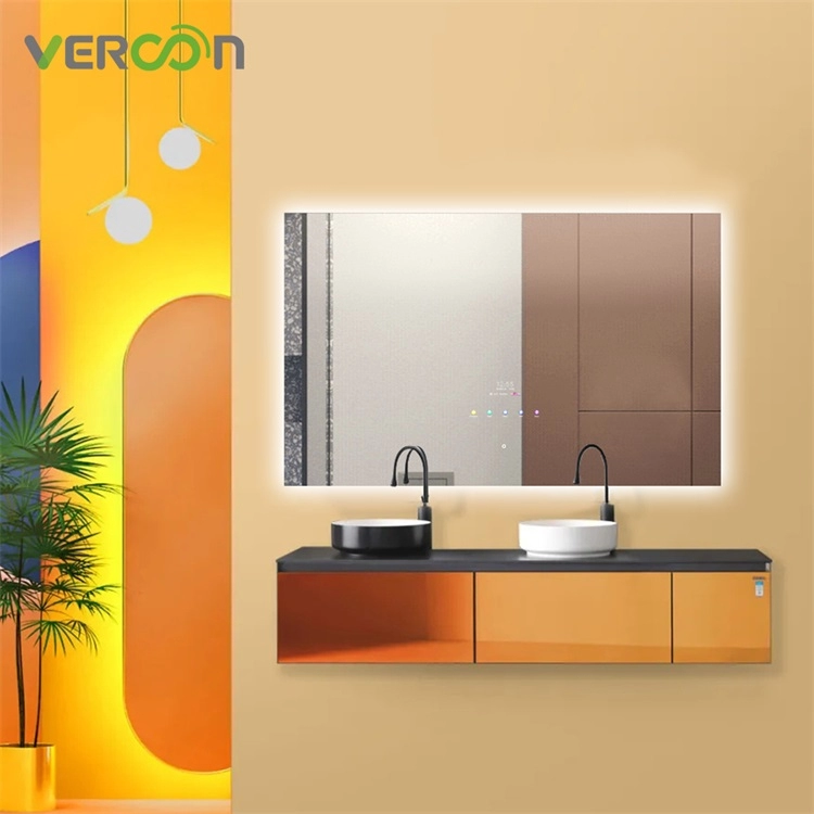 Espelho de banho com led inteligente redondo de parede Vercon com luz de vaidade