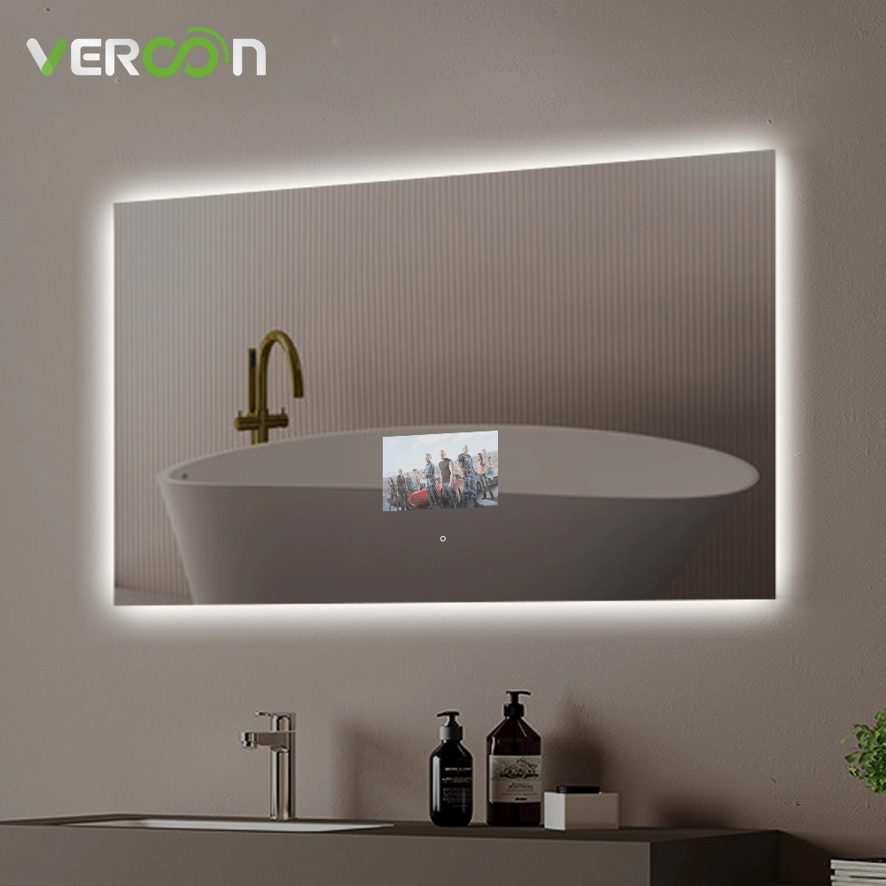 Espelho de banheiro inteligente retroiluminado com Android OS 11 e tela sensível ao toque de 10,1 polegadas