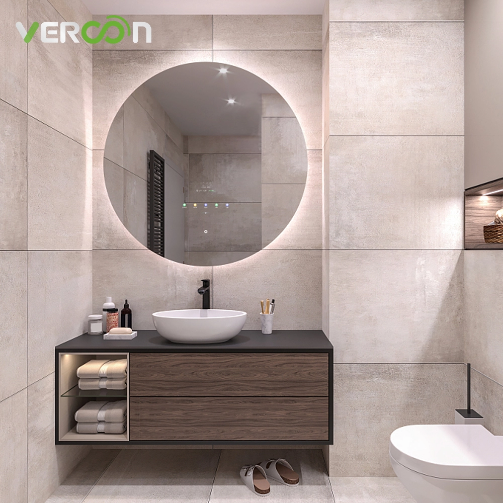 Espelho inteligente de LED para banheiro personalizado Vercon redondo com interruptor de toque