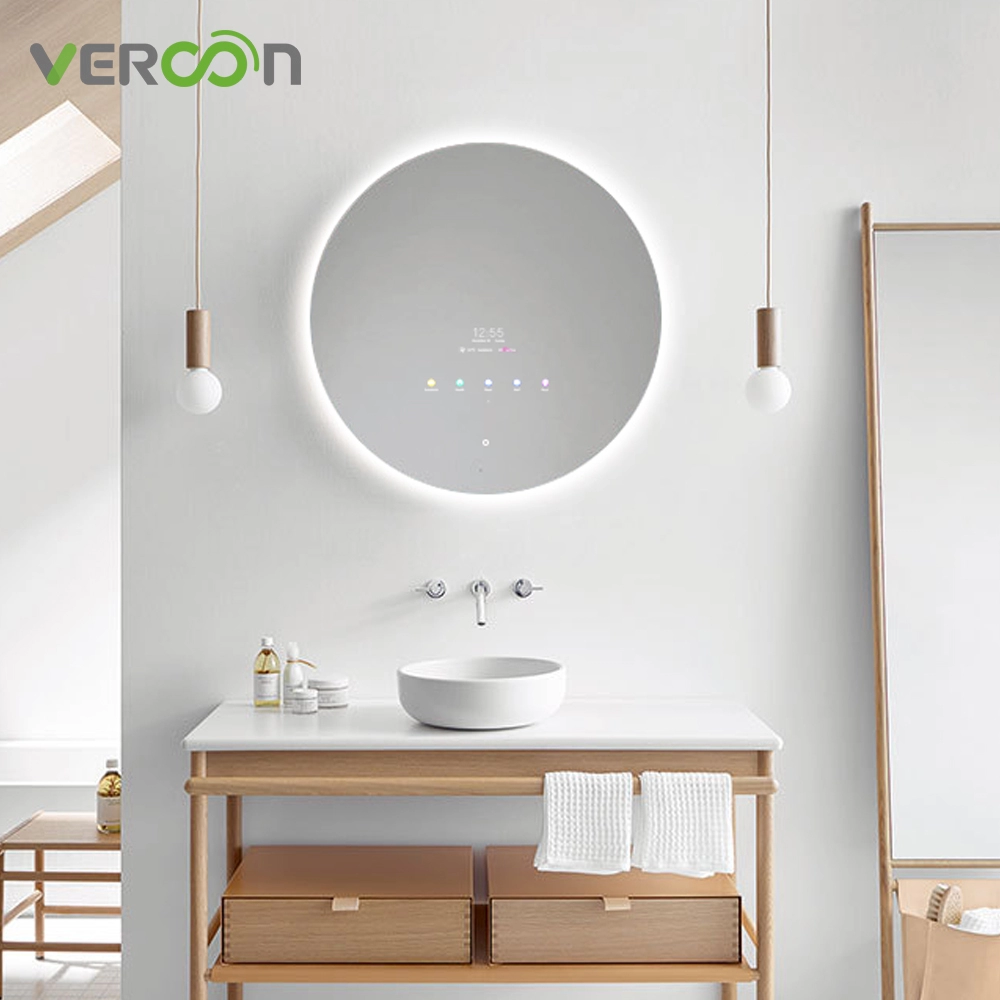 Espelho inteligente de LED para banheiro personalizado Vercon redondo com interruptor de toque