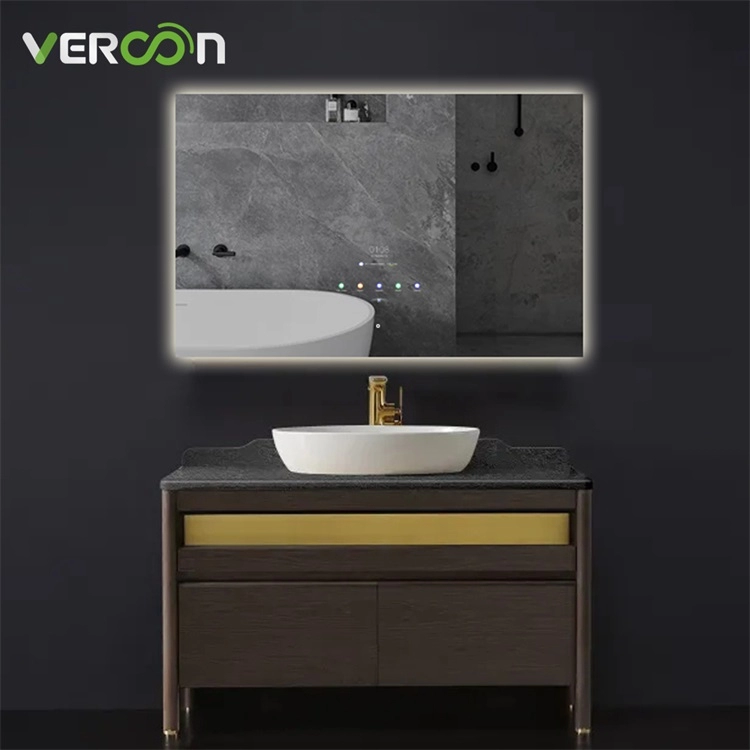 Tela de toque inteligente à prova d'água espelho de luz led moderno personalizado para banheiro