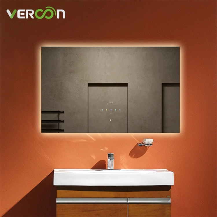 Espelho de chuveiro grande para pendurar na parede com brilho ajustável espelho de banheiro inteligente com tela sensível ao toque