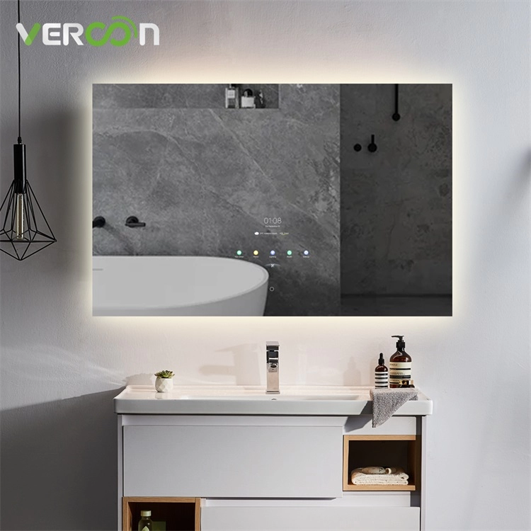 Espelho de vaidade montado na parede do banheiro Android Touch Mirror Espelho Inteligente com WIFI