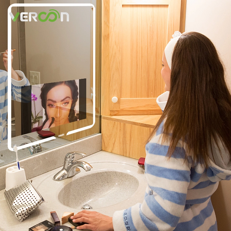Espelho de banheiro com tela sensível ao toque Vercon de 21,5 polegadas com TV