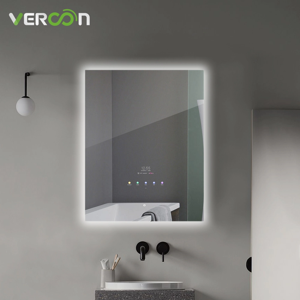 Espelho de banheiro com tela de toque à prova d'água IP65 regulável LED iluminado