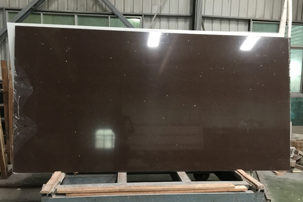 mirror lighting brown quartz slab counter top 