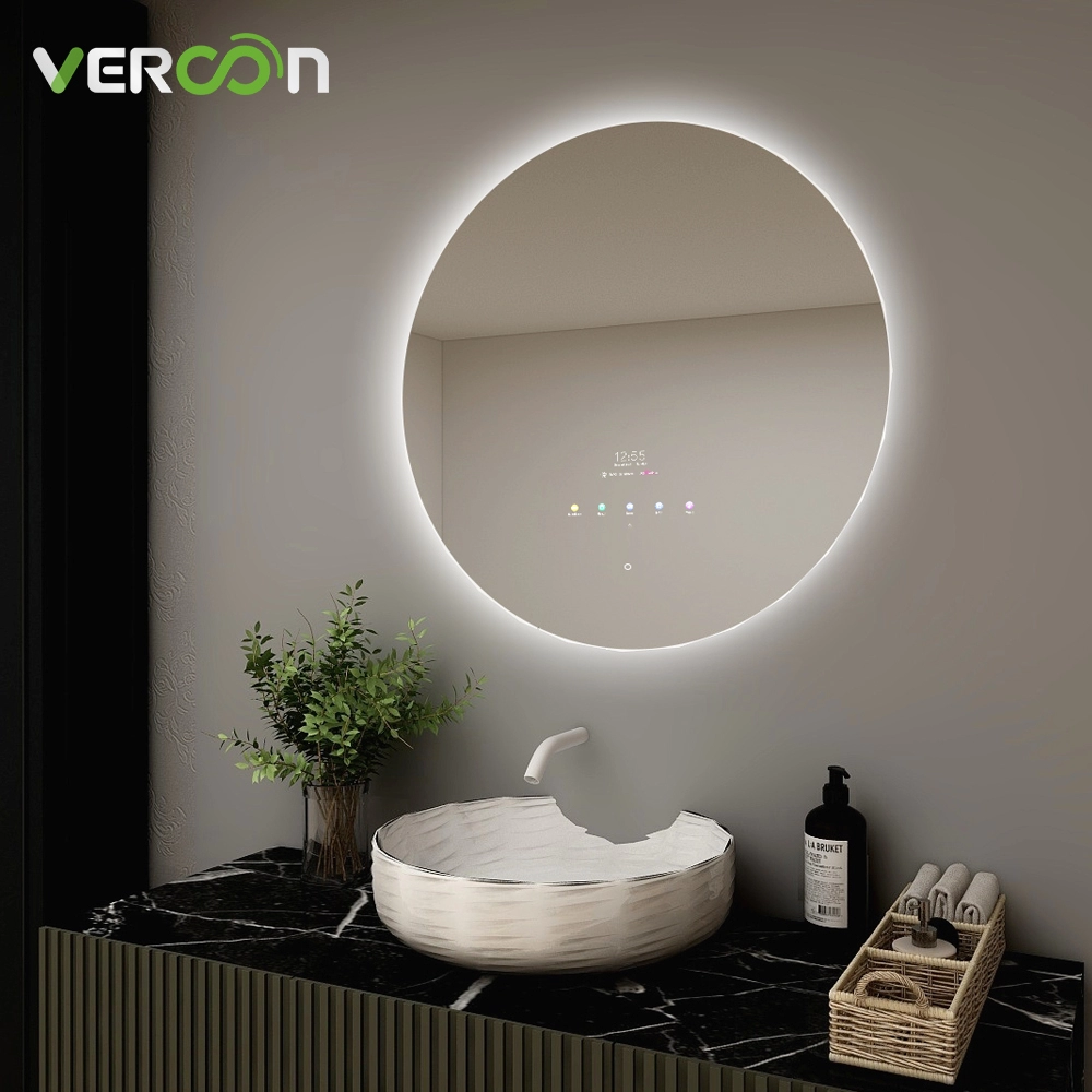Led Banheiro Smart Mirror Round com luz de fundo e Bluetooth