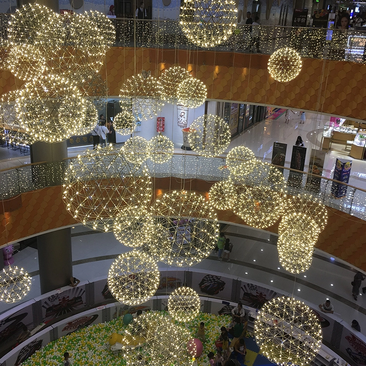 Decoração de bola de luzes de moda para shopping