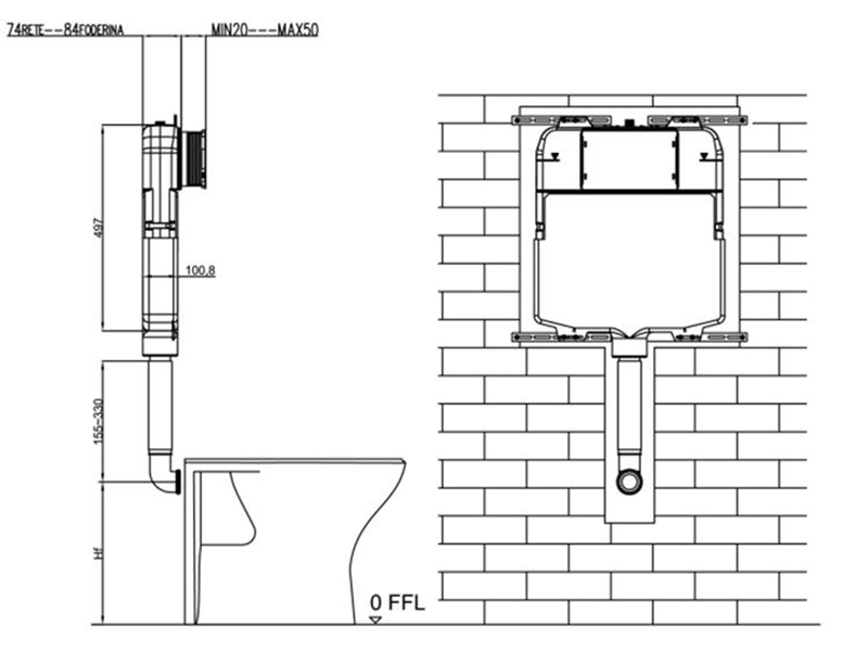 concealed cistern tank
