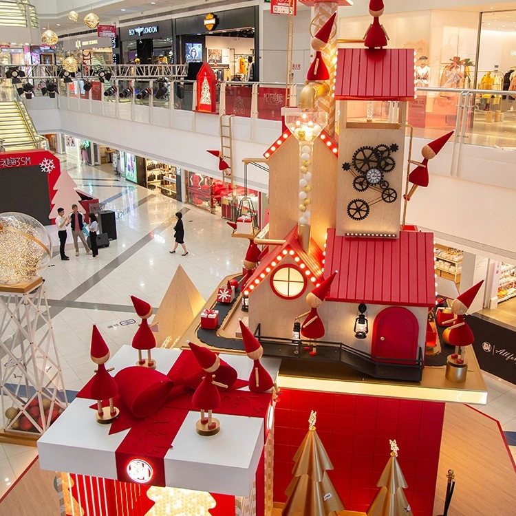 Decoração de Natal vermelha de moda para shopping center