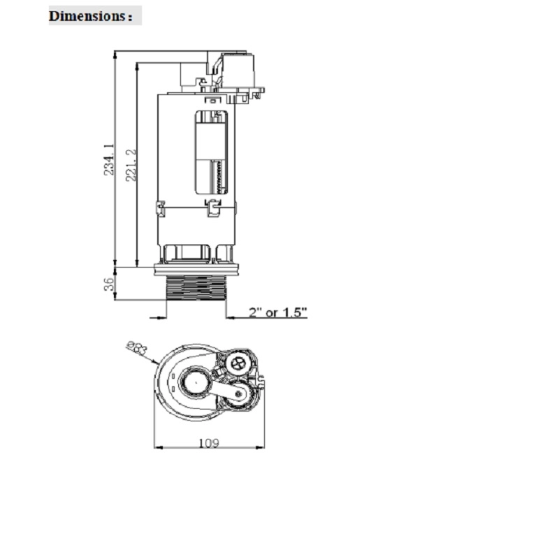 Saída pneumática/válvula de descarga para cisterna de descarga para banheiro