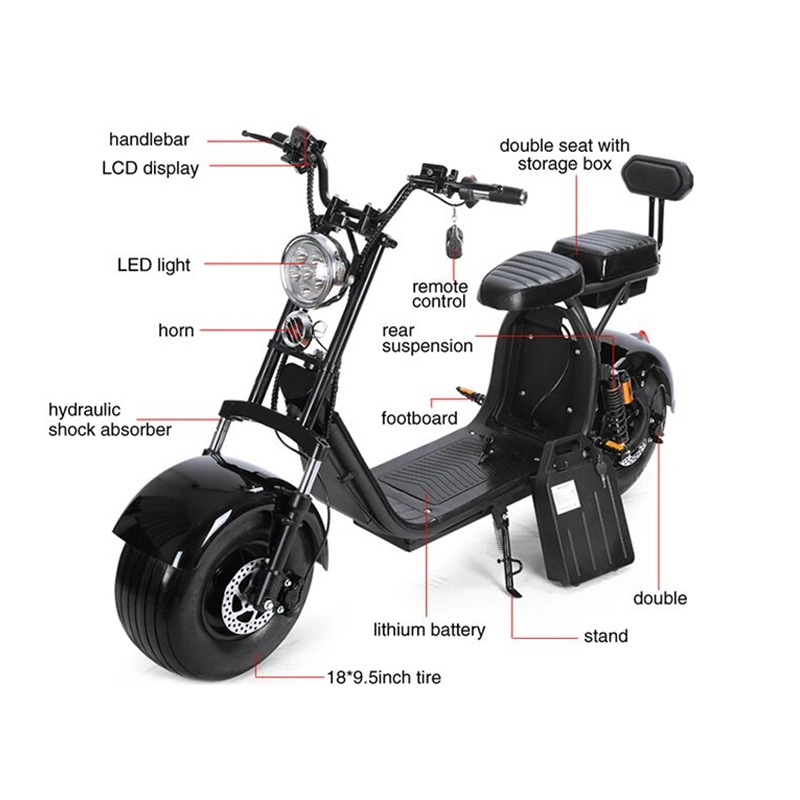 Melhor preço scooter 1500w 45kmh velocidade máxima elétrica citycoco produto de moda adulto citicoco 2 pneu grande gordo