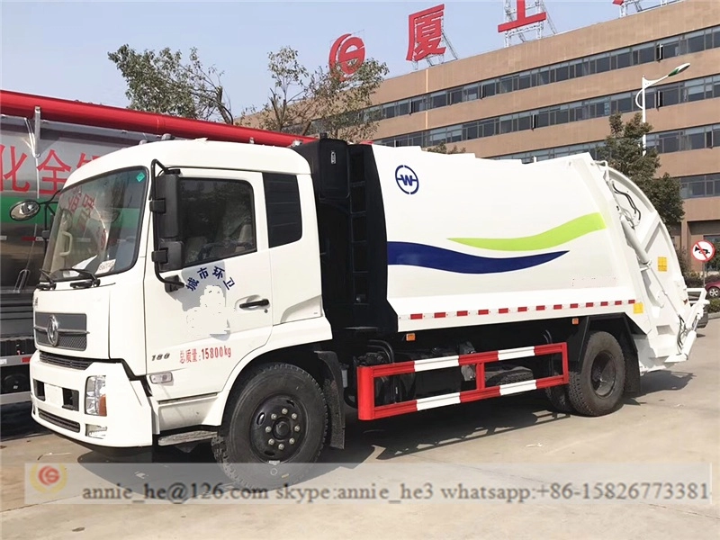 Caminhão compactador de lixo auto-descarregável DongFeng 14m³