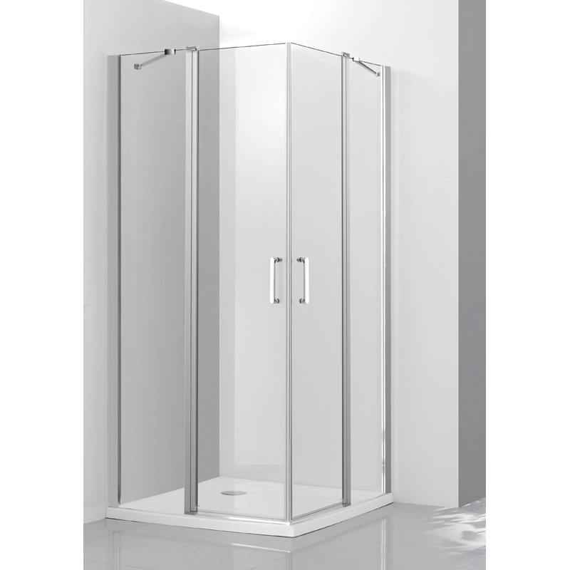 Compartimentos de chuveiro com porta de vidro pivotante entrada de canto quadrado 2