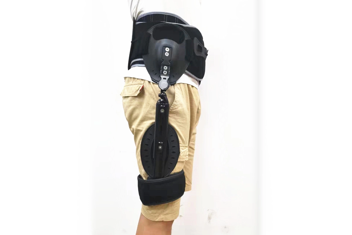 Abdução de quadril articulada com cintos LSO e sistema ROM para cintas de coxa e perna
