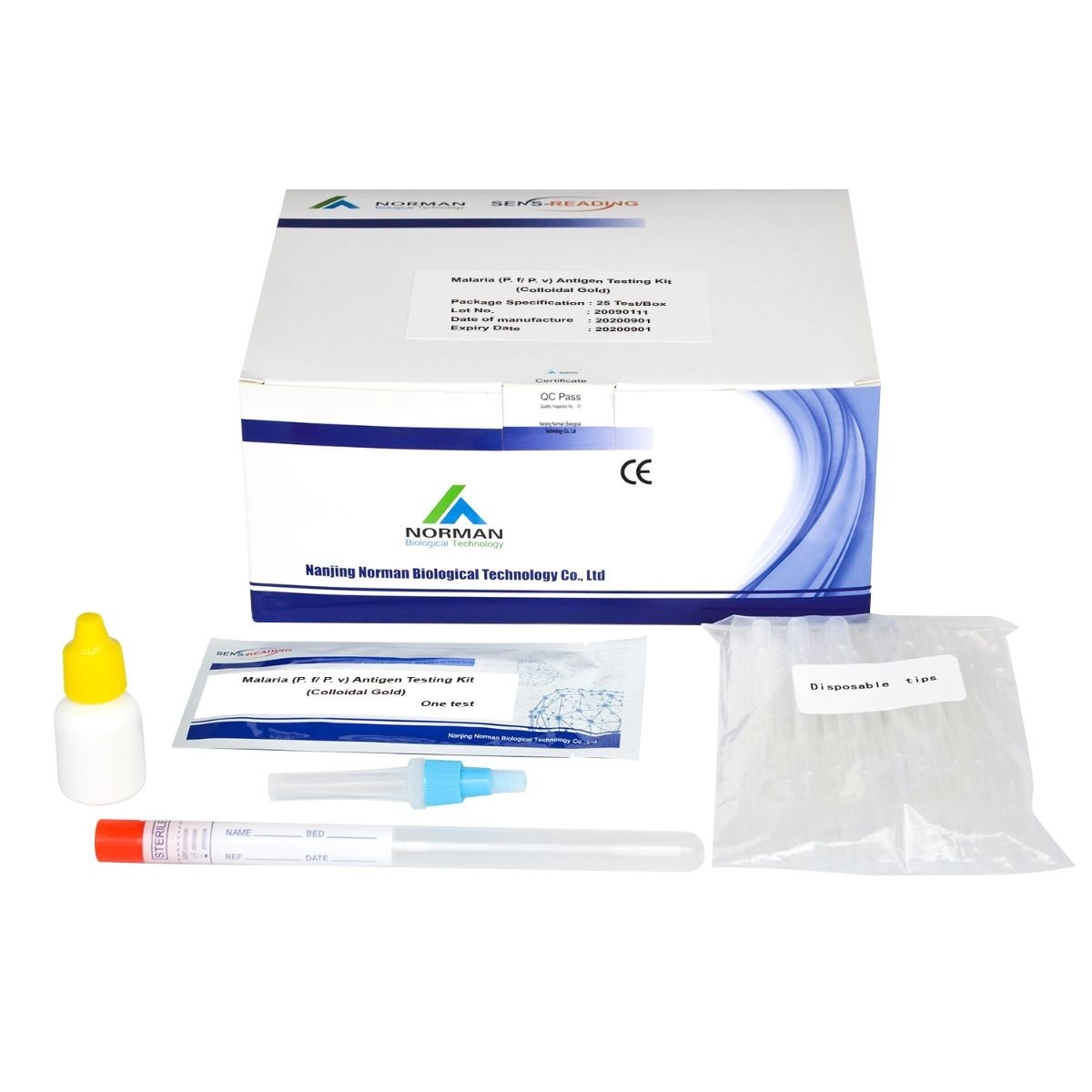 Malaria (P. f P. v) Kit de Teste de Antígeno