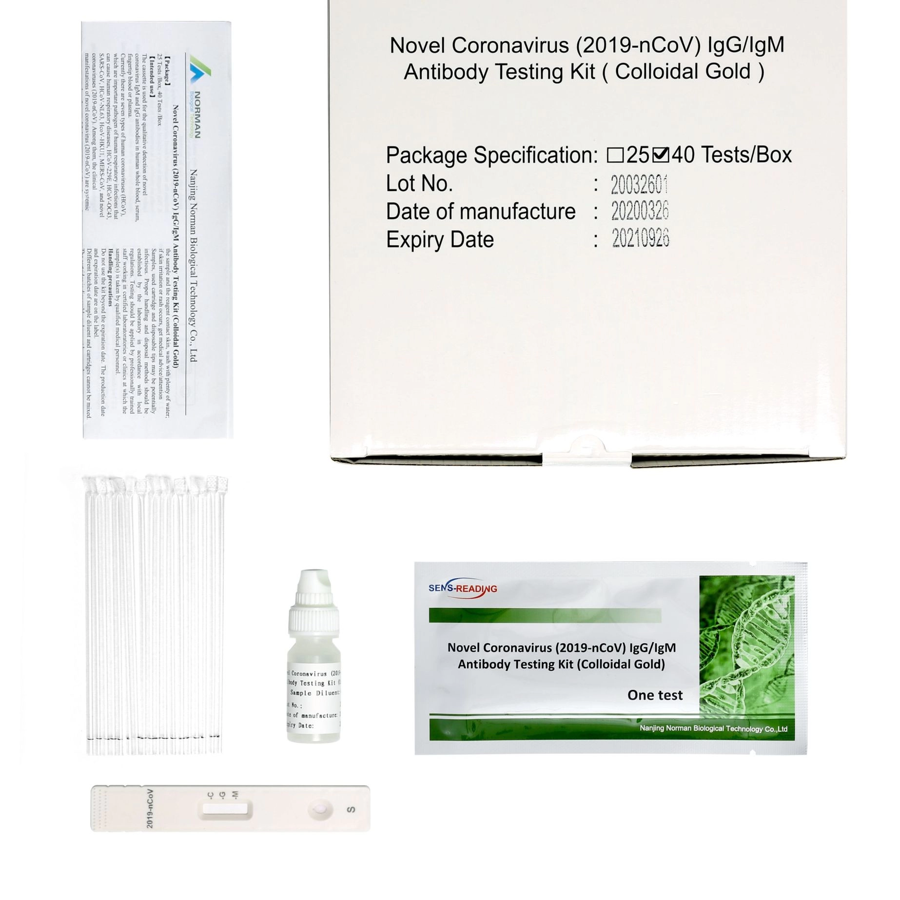 Novo kit de teste de anticorpos IgG/IgM para coronavírus (2019-nCoV) (ouro coloidal)