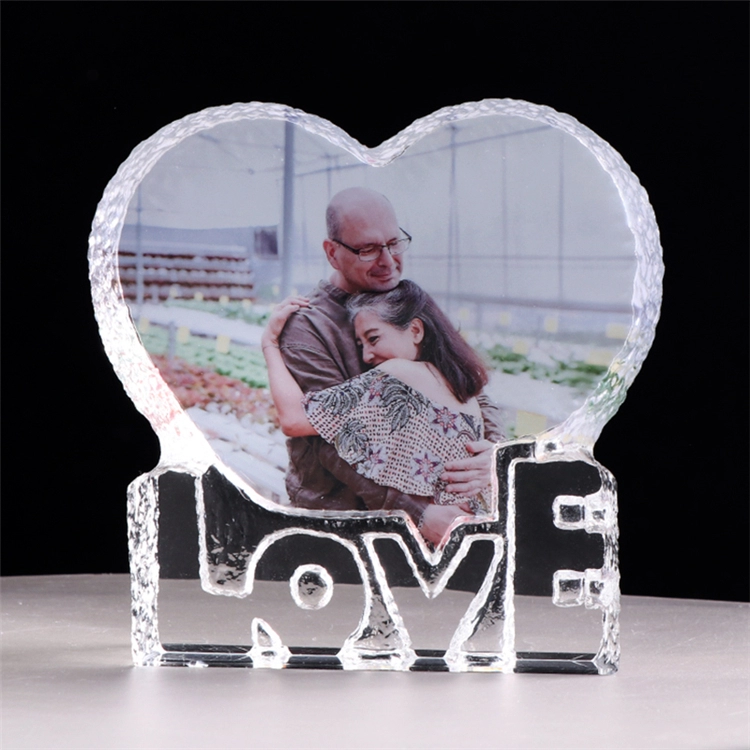 Moldura para fotos em acrílico de cristal de amor personalizado