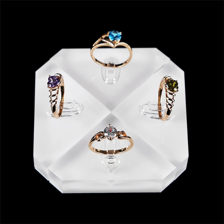 Suporte de joias em acrílico transparente para suporte de exibição de anel de suporte de fotografia