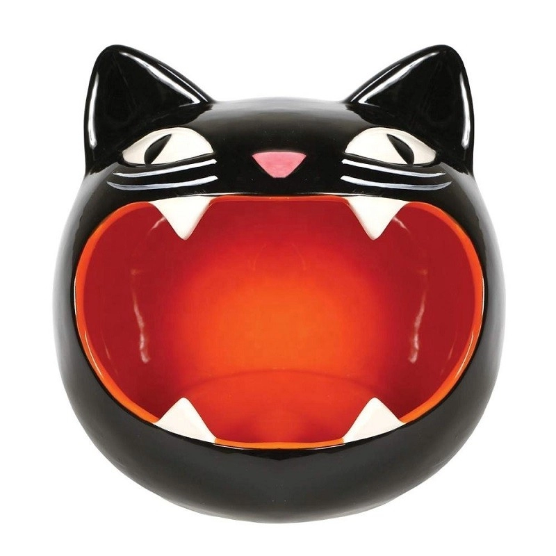 Tigela de doces de cerâmica gato preto para decoração de gatinho