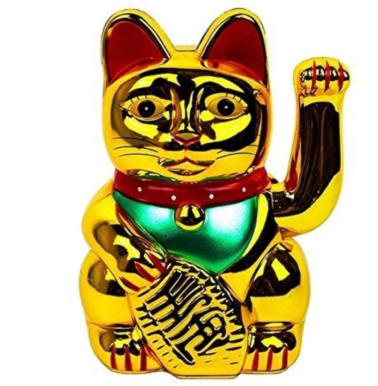 Cerâmica Maneki Neko Lucky Fortune Cat com braço ondulado