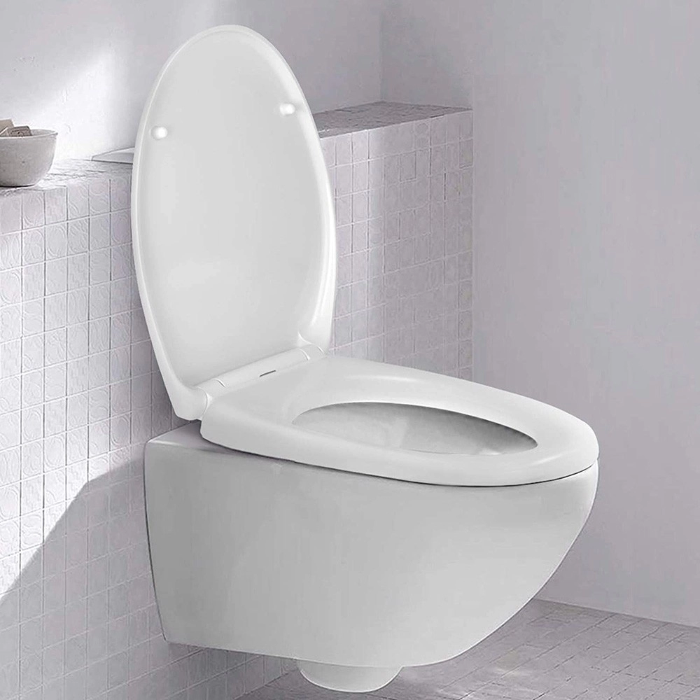 Assento sanitário redondo clássico revestido em Duroplast branco