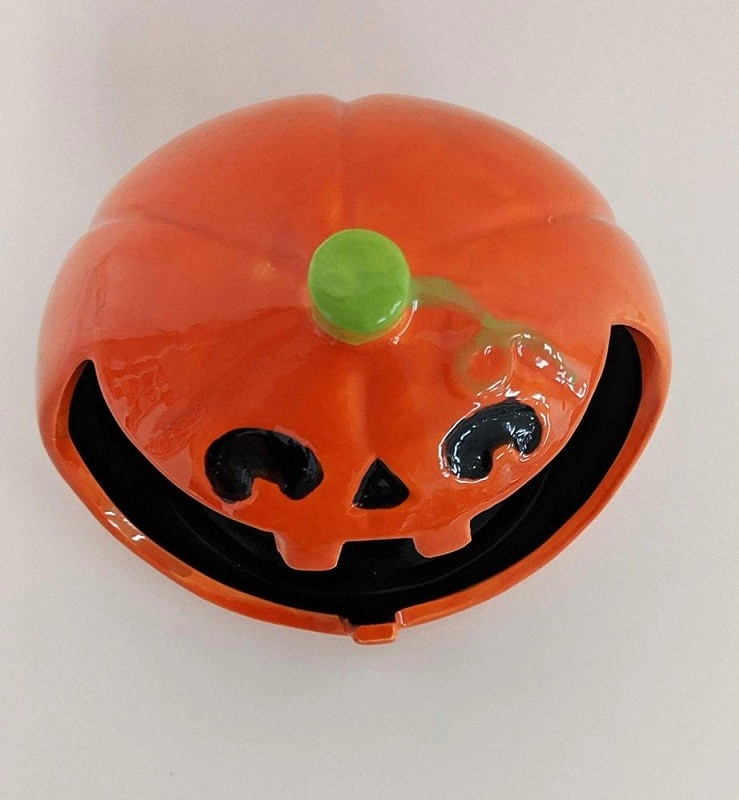 Truque de tigela de doces de boca aberta de Halloween em abóbora cerâmica