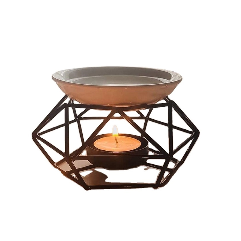Ninho de pássaro design de cerâmica castiçal vela de cera queimador de óleo com cremalheira de ferro