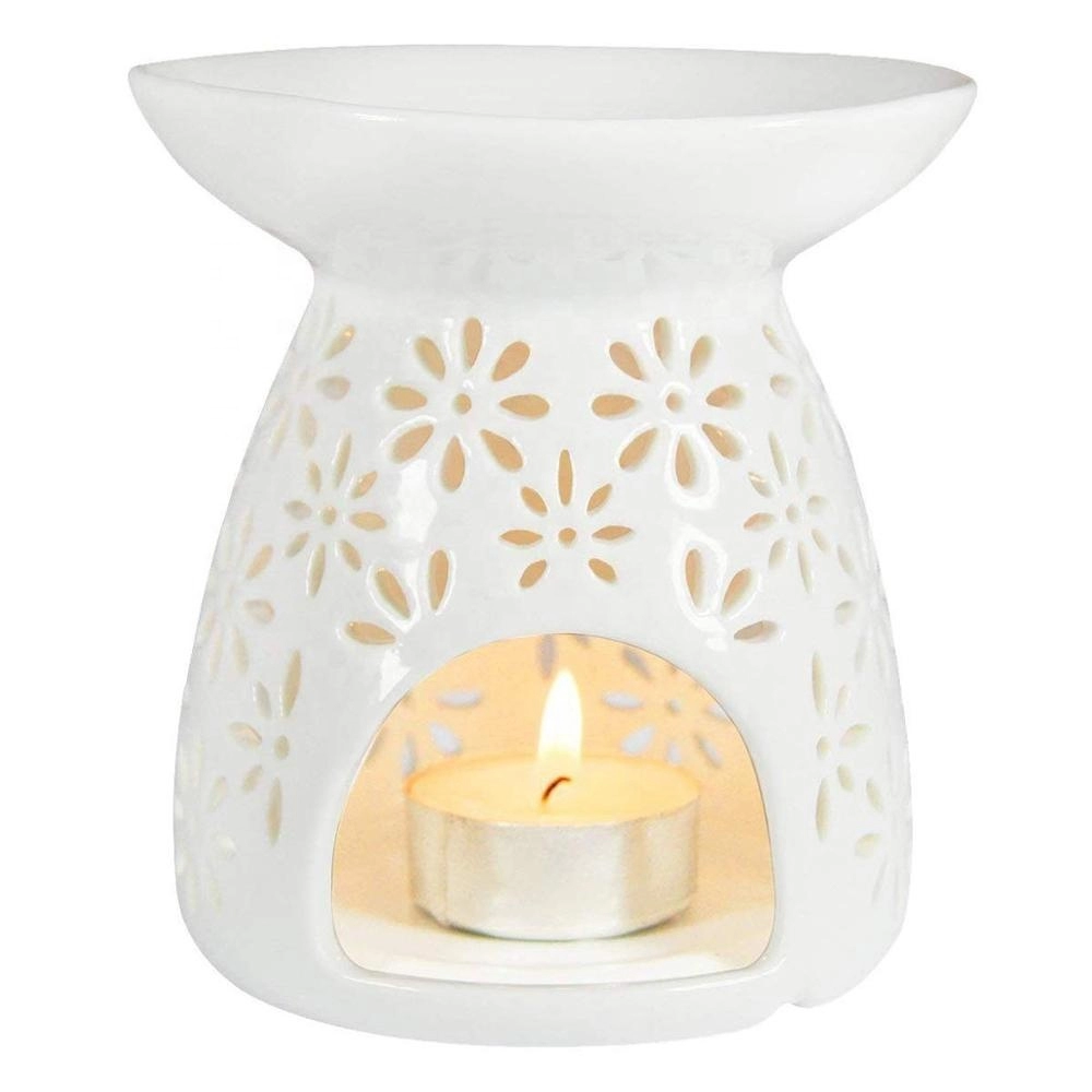 Vaso em forma de leite cerâmica branca vazando aroma floral aquecedores de velas difusor de óleo queimador