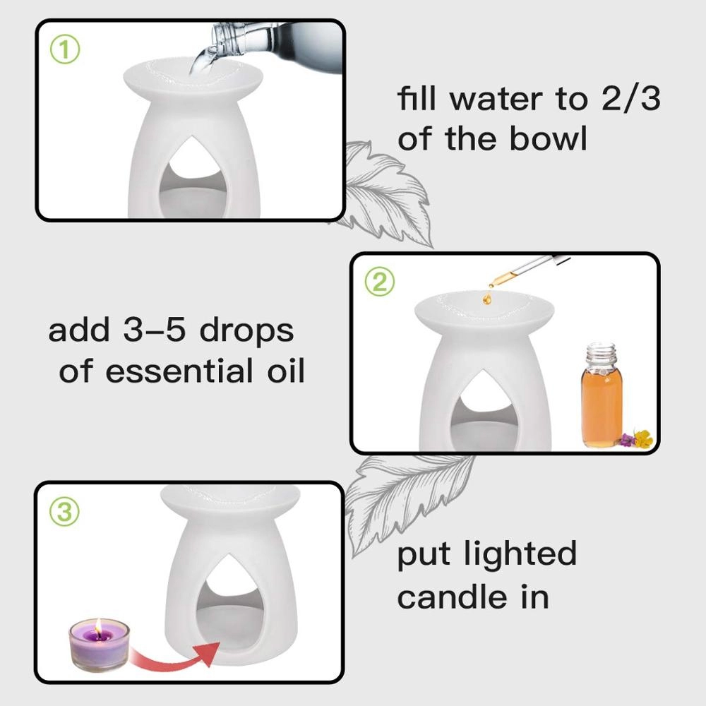 Suporte de luz de chá de cerâmica em forma de gota de lágrima queimador de óleo essencial de aromaterapia