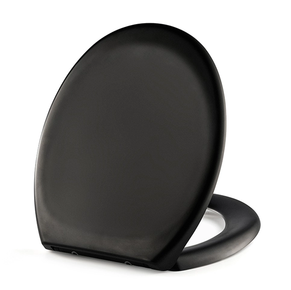Assento de vaso sanitário estilo sanduíche cinza preto fosco de 17 polegadas