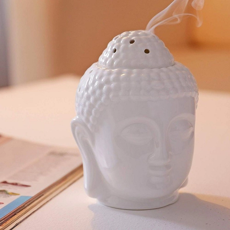 Peaceful Buddha Head Aroma Queimador de Óleo Cerâmico Ambientador Essencial