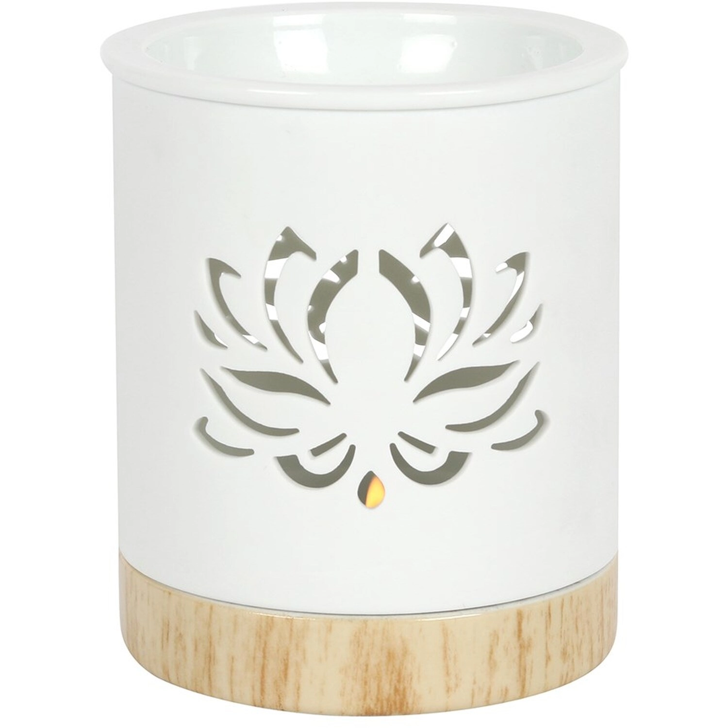 Queimador de cera cerâmica de flor de lótus branca artesanal