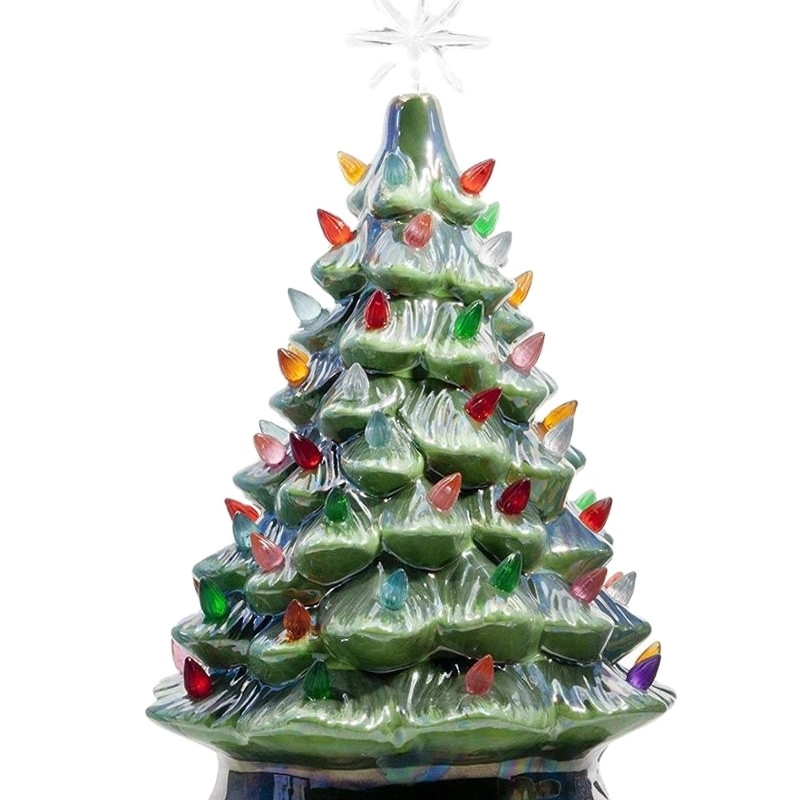 Árvore de Natal de mesa de cerâmica pintada à mão para decoração de festas