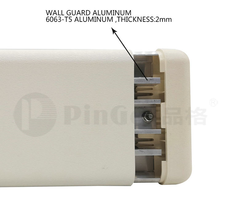Protetor de trilho de parede de 4" (102 mm) que se estende 1" (25 mm) da parede