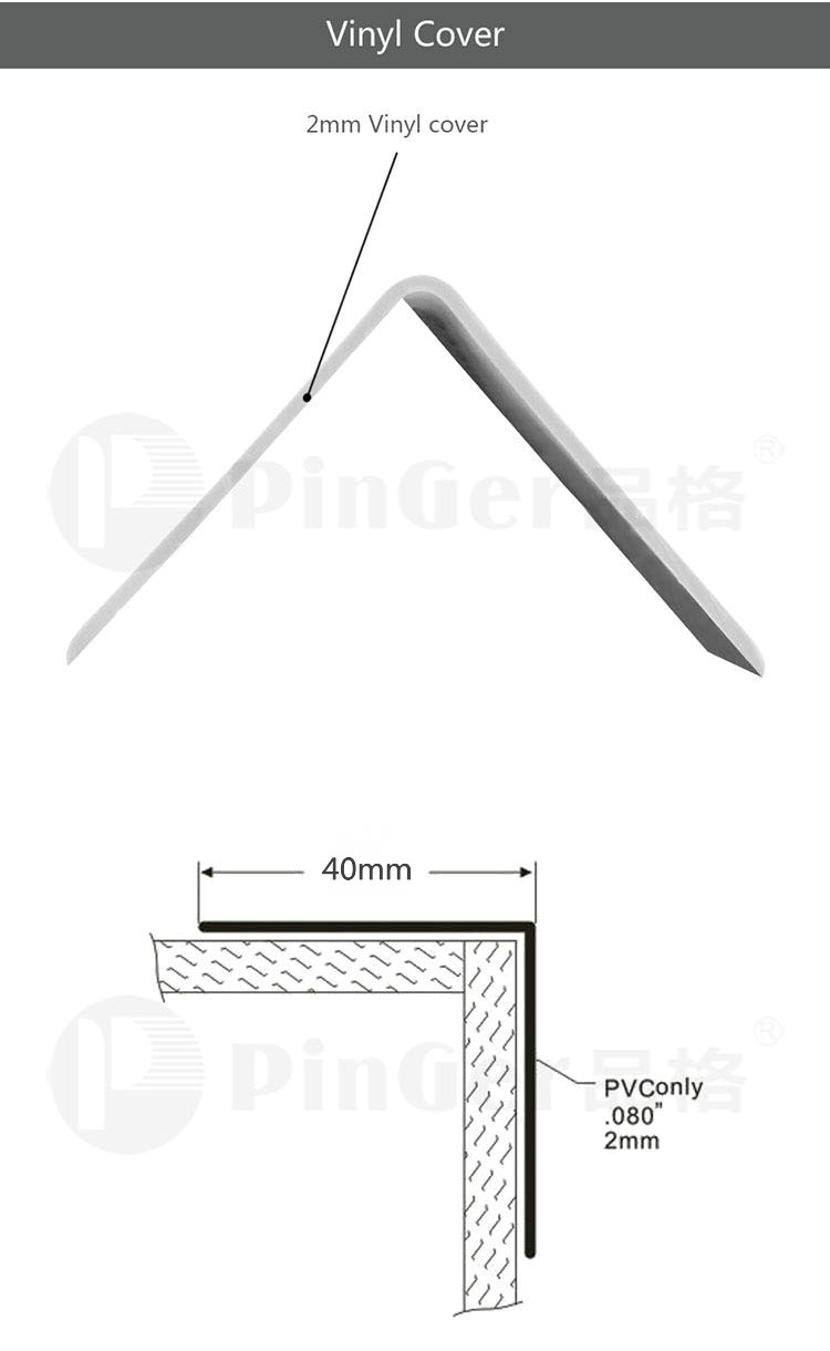 Proteção de canto de parede de vinil de 2 mm