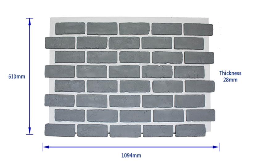 painel de parede de tijolo falso PU cinza