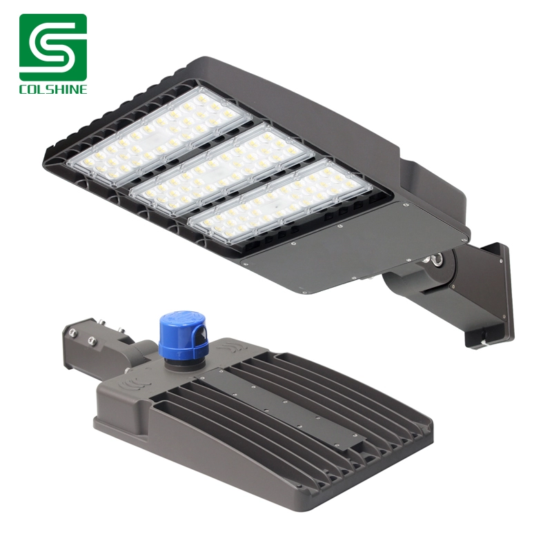 100W 150W 200W LED para área e luz de estacionamento com fotocélula