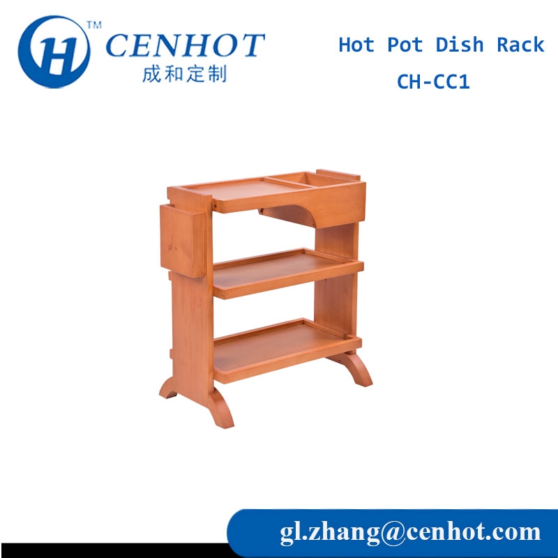 Carrinho de cozinha comercial para venda rack de pratos de armazenamento de madeira (tamanho: 3 pneus) - CENHOT