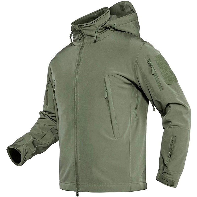 Jaqueta militar masculina tático com capuz oculto softshell de lã