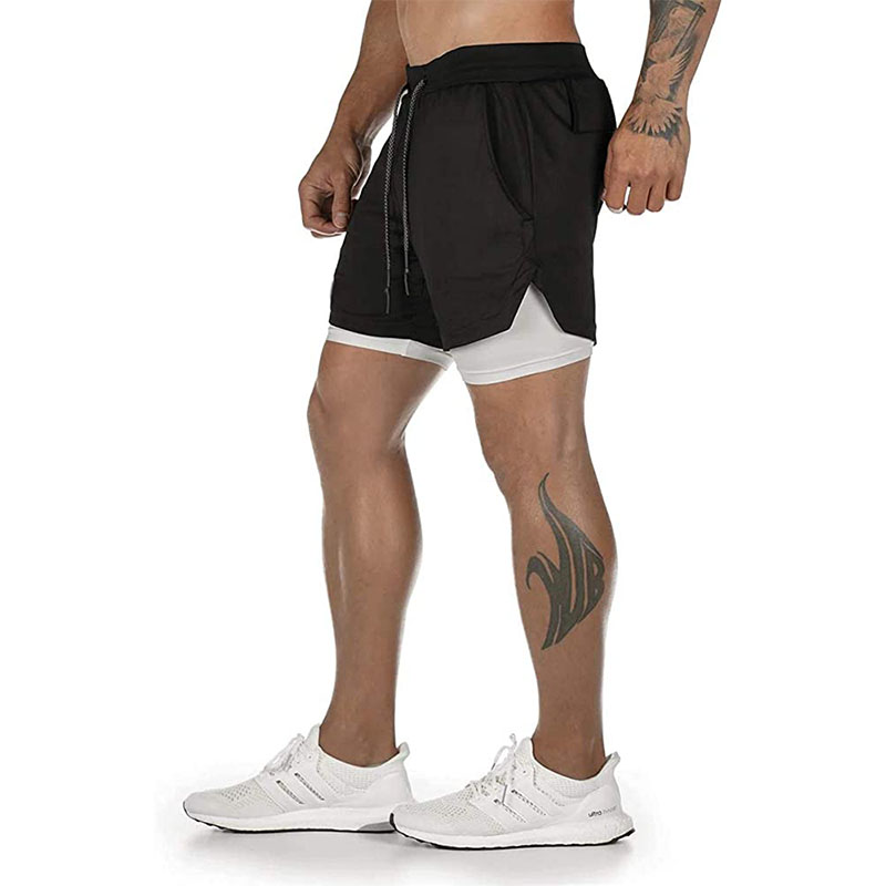 men's double layer running short