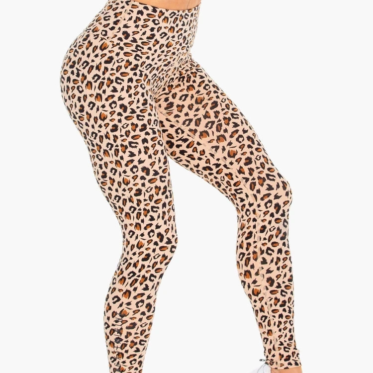 Leggings femininas de leopardo de cintura alta personalizadas