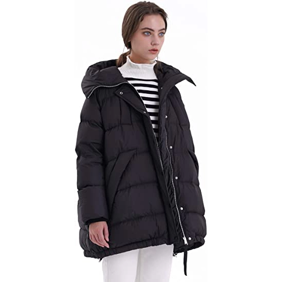 Jaqueta feminina de plumas de penas jaqueta de casaco leve e quente parka com capuz